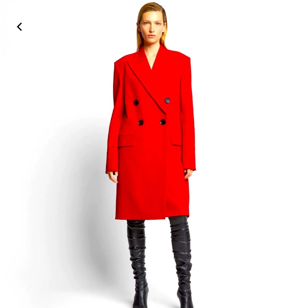 ISO PROENZA Schouler Red Wool Technical Suiting Coat 2020 era